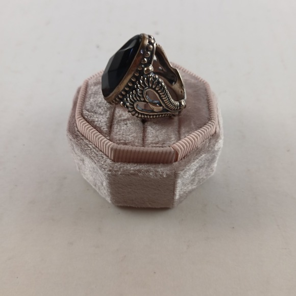 Carolyn Pollack Relios Sterling Silver Ring Size 7 Faceted Onyx Heart Accents - Picture 8 of 16